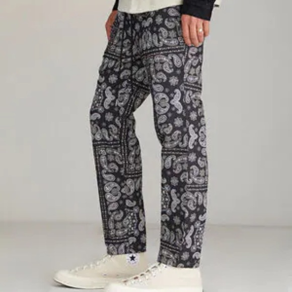 PacSun Black Paisley Drawstring Pants